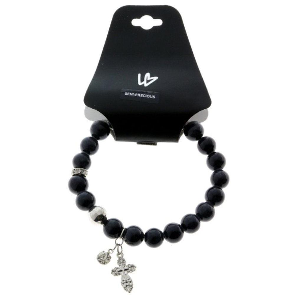 Lane Bryant black semi-precious stretch bracelet - Picture 2 of 2